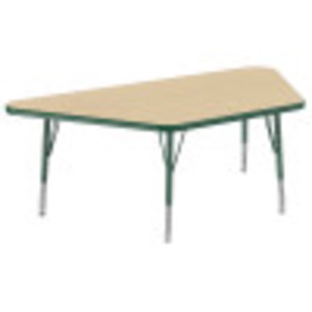 ECR4Kids 30in x 60in Trapezoid Everyday T-Mold Adjustable Activity Table Maple/Green - Toddler Swivel