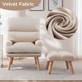 thumbnail image 5 of Ebello Adjustable Backrest Accent Chair, Modern Velvet Lounge Chair with Ottoman & Side Pockets for Living Room Bedroom, Beige, 5 of 11