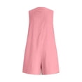 thumbnail image 5 of Women's Summer Cotton Romper Sleeveless V-Neck Button-Down Loose-Fit Casual with Pockets Pink S(S), 5 of 6