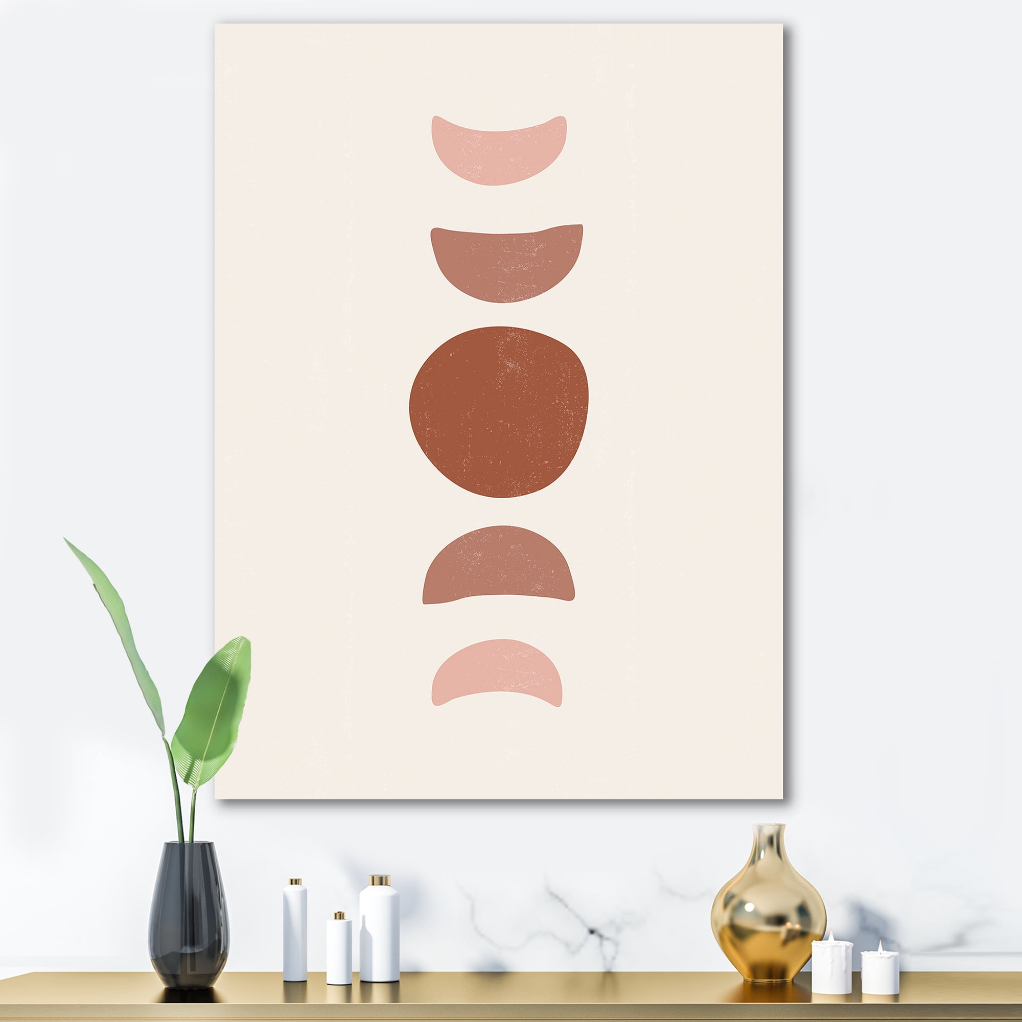 Designart ' Minimal Moon Phases On White ' Modern Canvas Wall Art Print