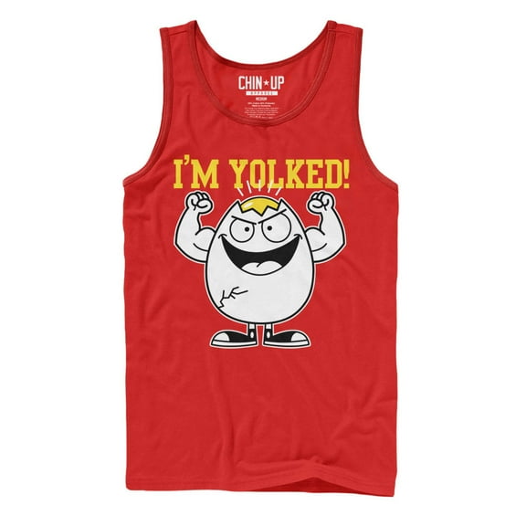 Men's CHIN UP I'm Yolked Tank Top Red X Large