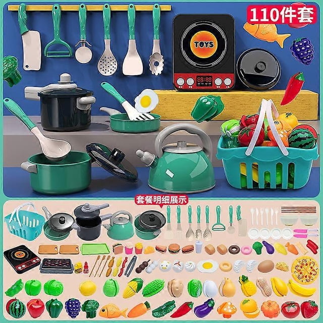 Children Cutting Play Food Toys,Kitchen Pretend Toy Role Play Cutting Fruits Food Toy& Cookware Pot& Pan Set,Kitchenware and Cooking Utensil Education