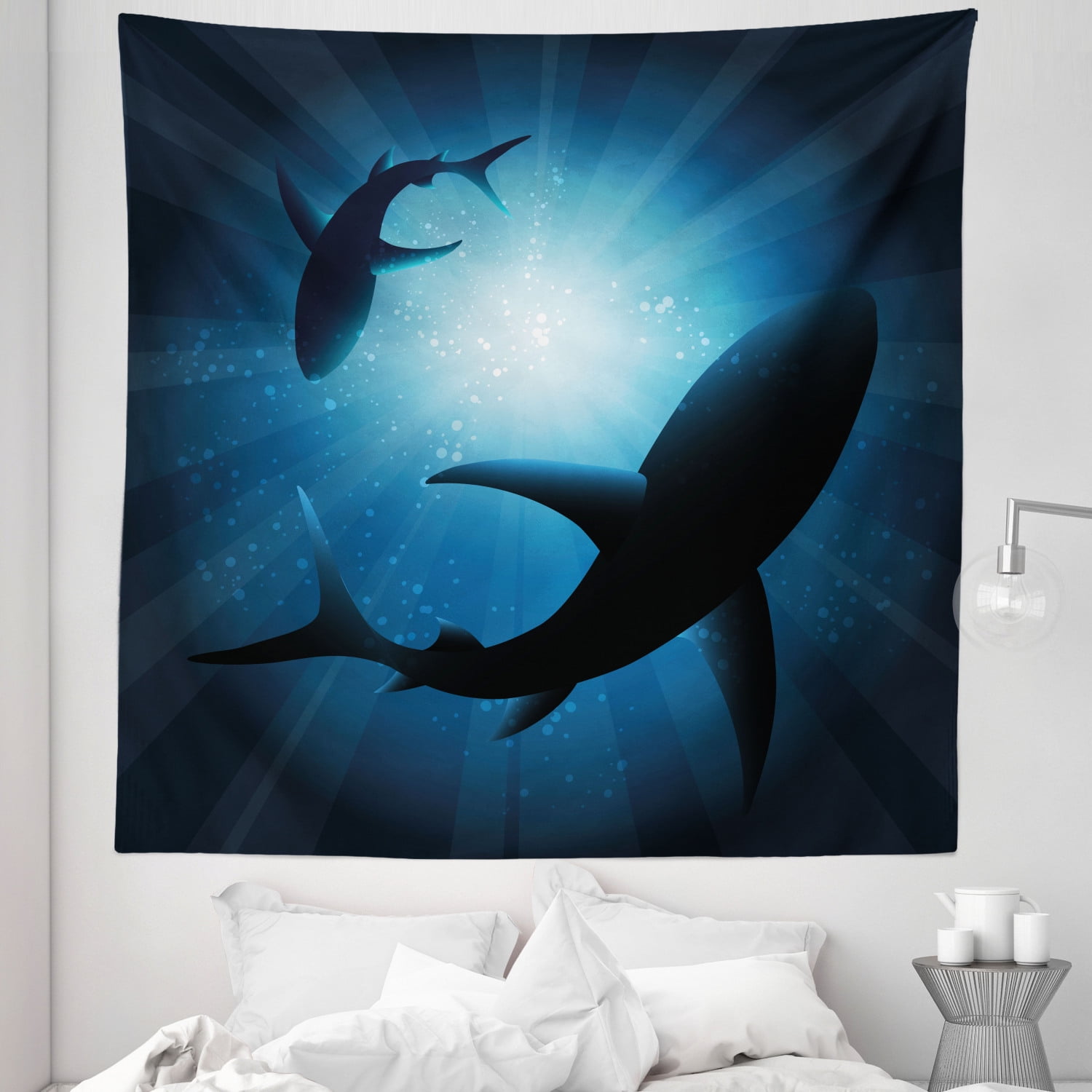 Shark Under the Sea Tapestry Wall Hanging for Living Room Bedroom Dorm Decor 