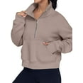 thumbnail image 4 of Xuanfei Women Half Zip Fleece Long Sleeve Kangaroo Pocket Sweatshirt, 4 of 6