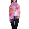 thumbnail image 2 of Women's Fashion Tassel Scarf, Pink Love Watercolor Long Shawl, Lightweight and Warm, 2 of 9
