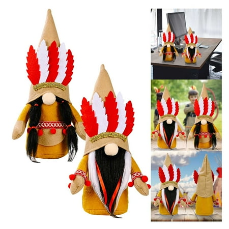 

Cute White Red Feathers Style Ornament Doll 2Pcs