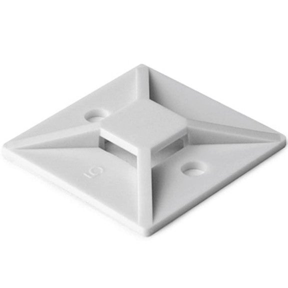 MB4A10C2 - CABLE TIE MOUNT WHT 28X28MM ADHESIVE 4 WAY 2 SCREW HOLE #8. (100 pcs/pkg)