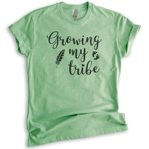 Growing My Tribe T-shirt, Unisex Women's Shirt, Pregnancy Shirt, New Mom Shirt, Baby Announcement Shirt, Heather Apple Green, Medium