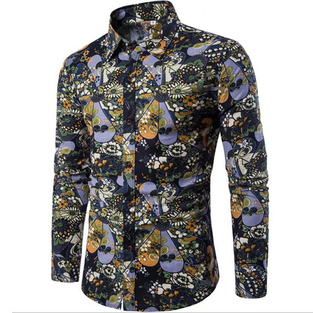 Nuevas camisas de otoño para hombres camisas sociales de lujo de manga larga barrocas 3D camisetas de gran tamaño con solapa camisetas para hombre ropa de otoño