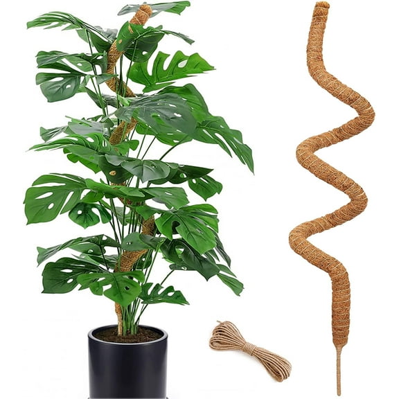 2 Pack 22 Inch Stackable Moss Pole - Thick & Sturdy Natural Coir Totem Plant Support & Garden Stakes for Monstera & Pothos, Indoor Climbing Vining Houseplants, 38”H Max