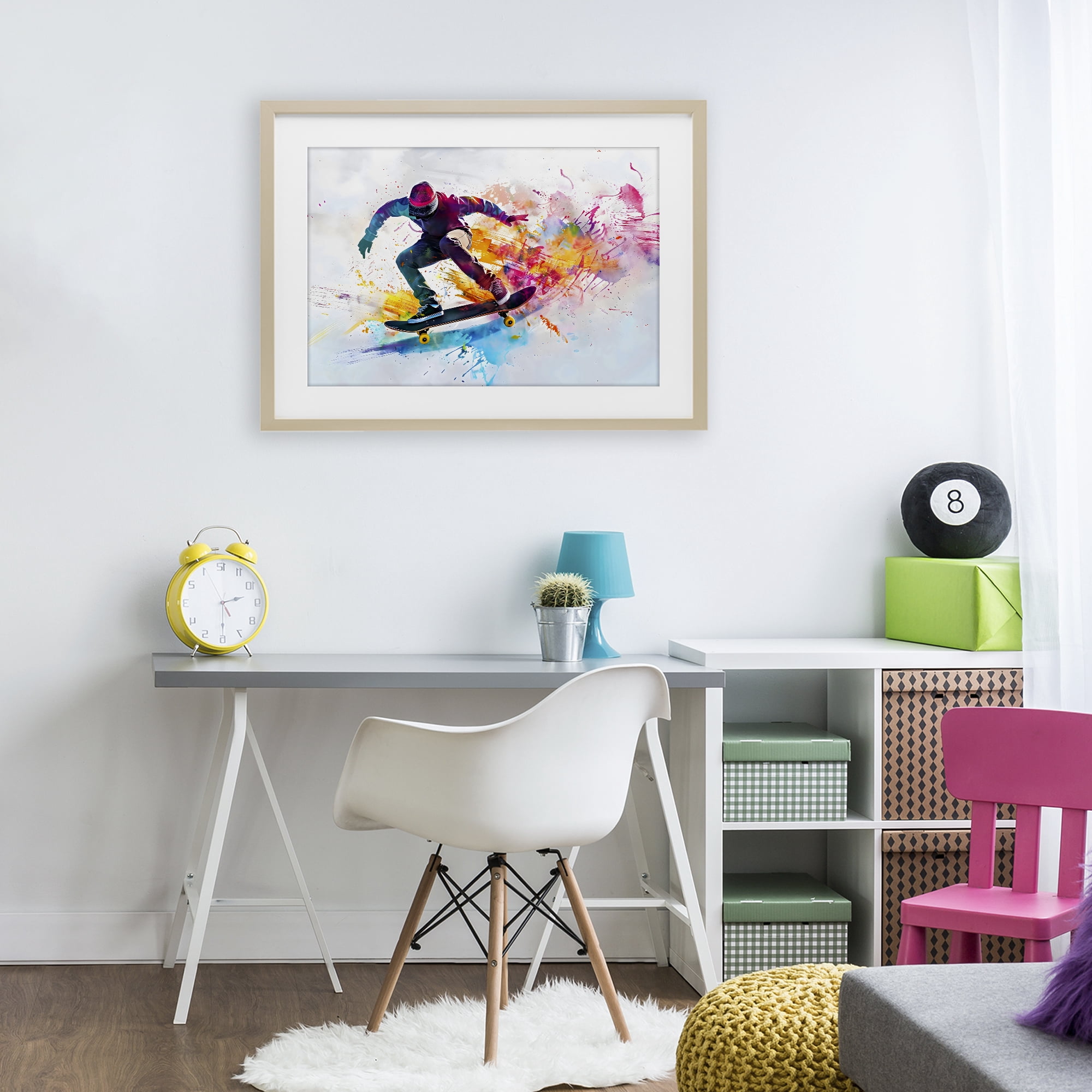 Stupell Industries Skateboarder in Motion Birch Framed Print Under Glass, design by Creative Studio