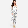 thumbnail image 2 of Lounge Women's Floral Print 3-Piece Pajama Set with Long Cardigan and Elastic Waist Pants - X Large, Light Beige, 2 of 7
