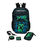Minecraft Creeper Boom Black Kids' 17" Backpack with Lunch Bag 5-Piece Set
