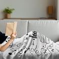 thumbnail image 3 of Book Soft Flannel Fleece Throw Blanket, Get Lost Reading Printed Words Hand Drawn Floral Pattern Books Arrow, Cozy Plush for Indoor and Outdoor Use, 50" x 60", Black White, by Ambesonne, 3 of 5