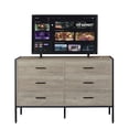 thumbnail image 6 of Wood Dresser with 6/7 Drawers, Wooden Storage Closet for Bedroom, Solid Clothes Cabinet with Sturdy Steel Frame, 48.58"W×15.75"D×31.22"H, 48'', 6 of 9