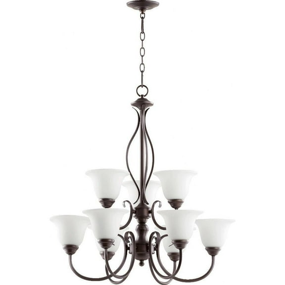 Lyndhurst Highway 9 Light 2-Tier Chandelier in Bailey Street Home Home Collection Style 29 inches Wide By 31 inches High-Oiled Bronze Finish Bailey