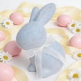 thumbnail image 4 of Easter Flocked Bunny Figurine with Bow, Realistic Fuzzy Rabbit Statue, Adorable Easter Bunny Decor Home Tabletop Decor, Soft Easter Decor for Cozy Farmhouse Mantel and Shelf Display, 7*8.6in, Gray, 4 of 6