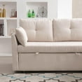 thumbnail image 5 of BISHE L Shaped Sectional Sofa with Pullout Bed, 81 Inch Convertible Sleeper with Reversible Chaise & Storage Seats, 2 in 1 Pull Out Couch with Side Pockets for Living Room, Apartment, Beige, 5 of 7