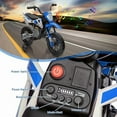 thumbnail image 5 of 12V Kids Motorcycle w/Treaded Tires, 3.1mph Top Speed, Kids Motorcycle w/Training Wheels, Music, Bluetooth, Spring Suspension, Blue, 5 of 7