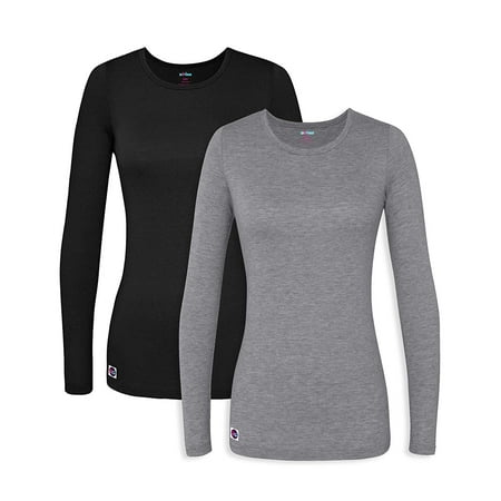 

Sivvan 2 Pack Womens Comfort Long Sleeve T-Shirt/Underscrub Tee - S85002M - BK/DG - M