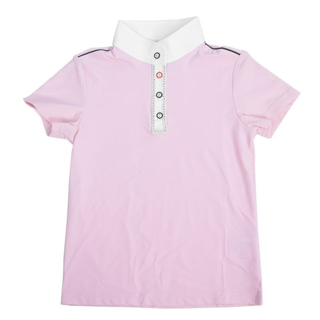 Camiseta deportiva de equitación para niñas, moderna y cómoda, de manga corta (rosa 130)
