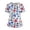 Blue, variant on Women's Scrubs Top - Floral 4th of July Print V-Neck Nursing Uniform with Pockets, USA 250th Anniversary Stretchy Short Sleeve Tunic Red XL