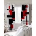 thumbnail image 3 of Red Grey Black Blackout Curtains 84 Inches Long for Bedroom, Irregular Modern Geometric Abstract Thermal Insulated Room Darkening Black Out Window Curtain Panels Grommet Drapes for Living Room, 3 of 8