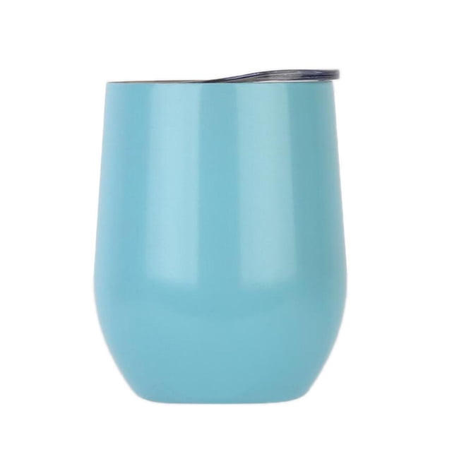 Vasos de Cerveza Agua Café Té 12 Oz Vasos Bebida Helada Copa Vino Aislada Resistente para al Aire Libre Camping Azul claro Macarena Vaso de vino de acero inoxidable