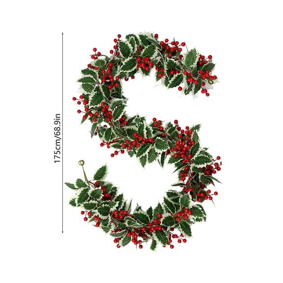 Artificial Plants Outdoor Christmas Pines & Imitation Rattan Garland, Realistic Decorative Plastic Vine 68.9 Inches, Faux Greenery for Home Dining Table and Window Decoration