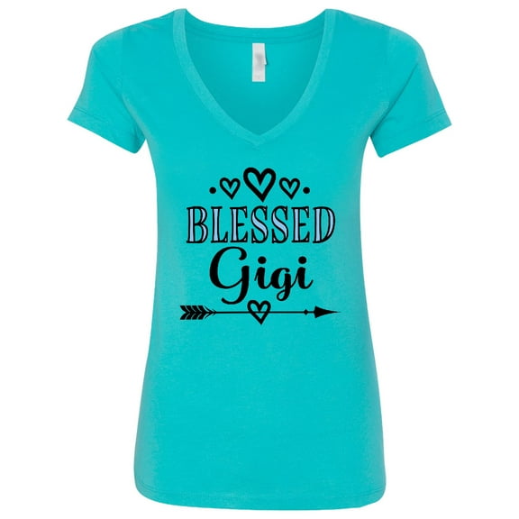 Inktastic Blessed Gigi Grandma Women's V-Neck T-Shirt
