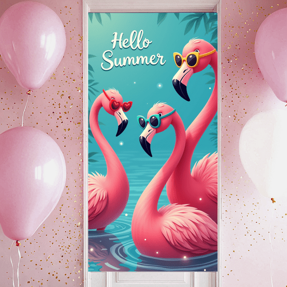 Decorative Design Flamingo Party Banner Colorful Theme Hello Summer for Beach Party Outdoor Event Summer Celebration
