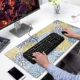 thumbnail image 2 of Long Mouse Pads for Desk,Blue and Yellow Floral Pattern Desk Mats on Top Of Desks, Desk Mouse Pad Extra Large with 3mm Non-Slip Base and Stitched Edge for Gaming,Office,Work,Home 31.5"x15.7", 2 of 6
