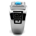thumbnail image 4 of Luxe Jewelry Designs Men's High Polished Stainless Steel Ring with Sea Blue Synthetic Turquoise -, 4 of 4