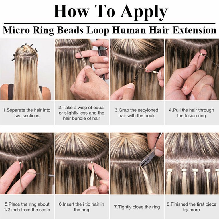 Micro Loop Ring Human Hair Extensions Micro Link Micro Beads Remy