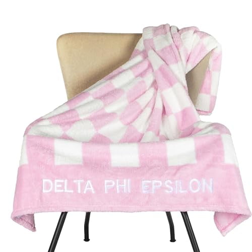 Sorority Shop Delta Phi Epsilon Thick Blanket - Stylish Checkered Blanket Perfect for Big Little Sorority Gifts - Soft, Cozy, and Comfortable Gift Blanket for Women - 50" X 62"