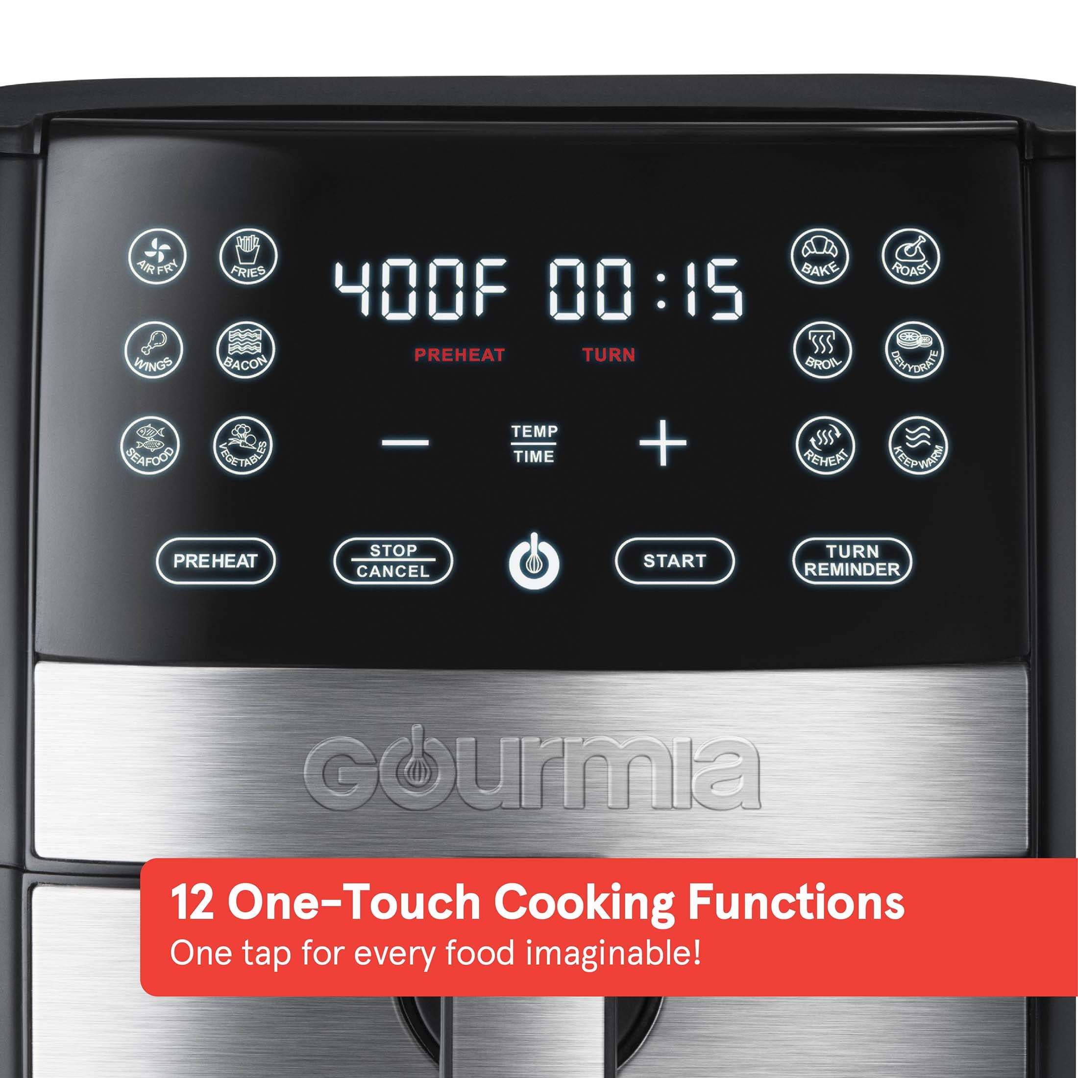 Gourmia 8-qt. Digital Stainless Steel Air Fryer GAF856 with Guided Cooking  *NEW*
