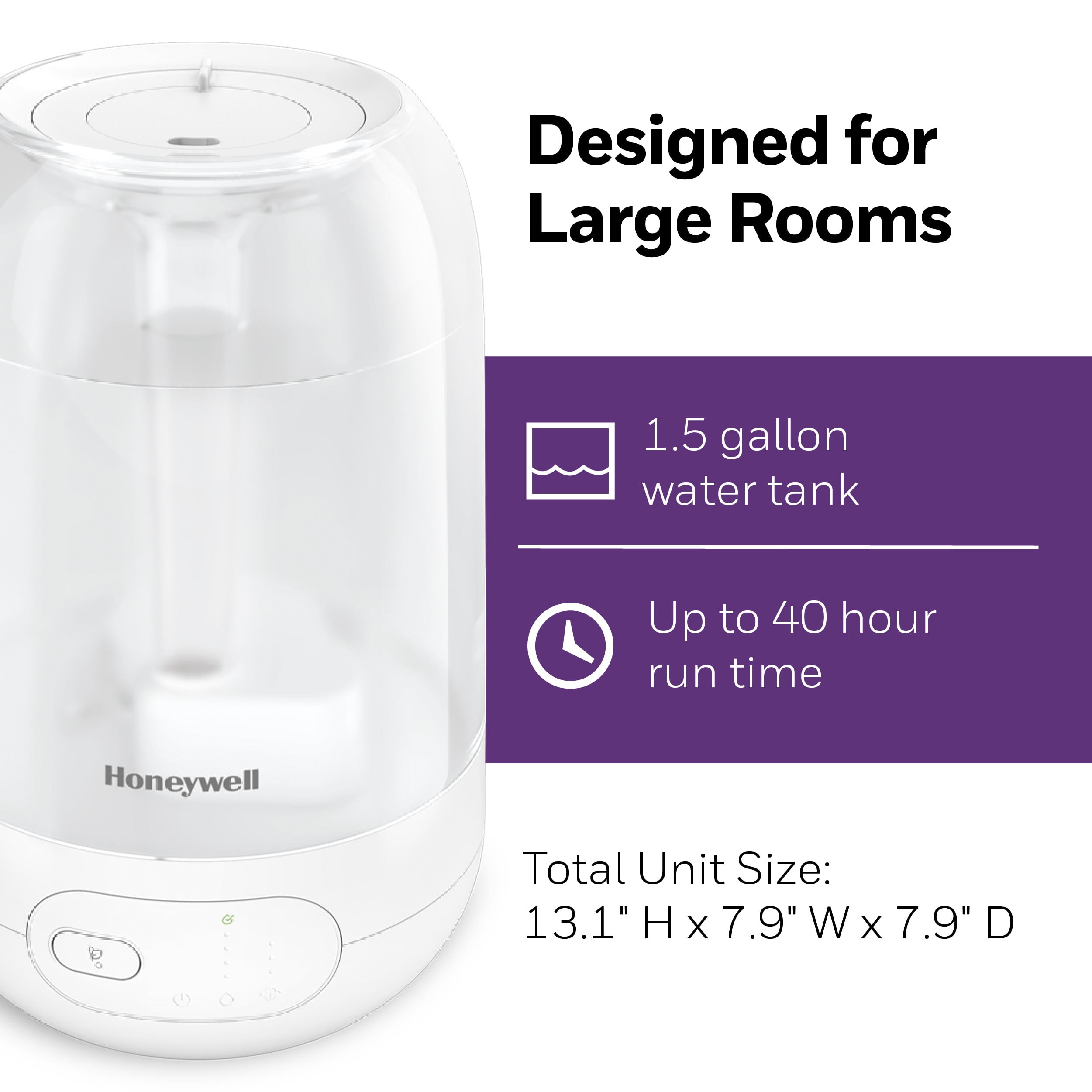 Honeywell Ultra Plus Cool Mist Humidifier for Large Rooms, 500 sq. ft, White, HUL565W