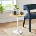 thumbnail image 3 of Modway Lippa 20" Round Modern Wood & Metal Side Table in Natural/White, 3 of 7