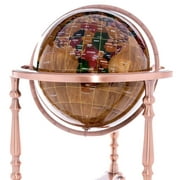 KALIFANO Large Wooden Globe with Wooden Ocean and Continents on 37" Ambassador Antique Copper 3 Leg High Stand - World Globe with Floor Stand Office Decor