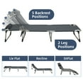 thumbnail image 3 of Sensch Portable Folding Camping Cot Bed with Cushion & Pillow, Adjustable 4-Position Lounger Chair, 74.8×26.8 inches, 3 of 13