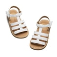 thumbnail image 2 of Flaryzone Toddler/Little Girls' Easy Hook & Loop Strap Closure Classic Rome Open-Toe Flat Sandals (Toddler Size 6, White), 2 of 2