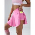 thumbnail image 4 of Womens Tennis Skirt with inner Shorts Pockets Shorts Crossover High Waisted Athletic Skorts Skirts for Golf Running Workout and Yoga Sports Activewear Pink S, 4 of 7