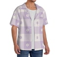 thumbnail image 4 of Sigee Floral Purple Buffalo Plaid Print Men's Shirts Casual Button Down Short Sleeve Summer Beach Shirt Hawaiian Vacation Shirts Tee Shirt-3X-Large, 4 of 7