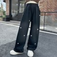 thumbnail image 2 of WXFAZCVU Girls Jeans Cute Baggy Denim Pants Elastic Waist Trousers Casual Everyday Wear Size 5-6 Years, 2 of 4
