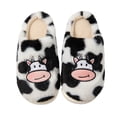 thumbnail image 3 of Lindas pantuflas algodón vaca dibujos animados pantuflas felpa cálidas antideslizantes para interiores invierno (blanco 40-41) [adecuadas para pies 39-40], 3 of 9