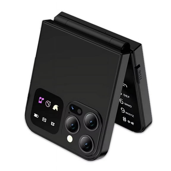 A50 Pro Flip Phone Dual SIM Card GSM Automatic Call Recording 2.4 Inch Screen Foldable Mobile Phones Type-C Black