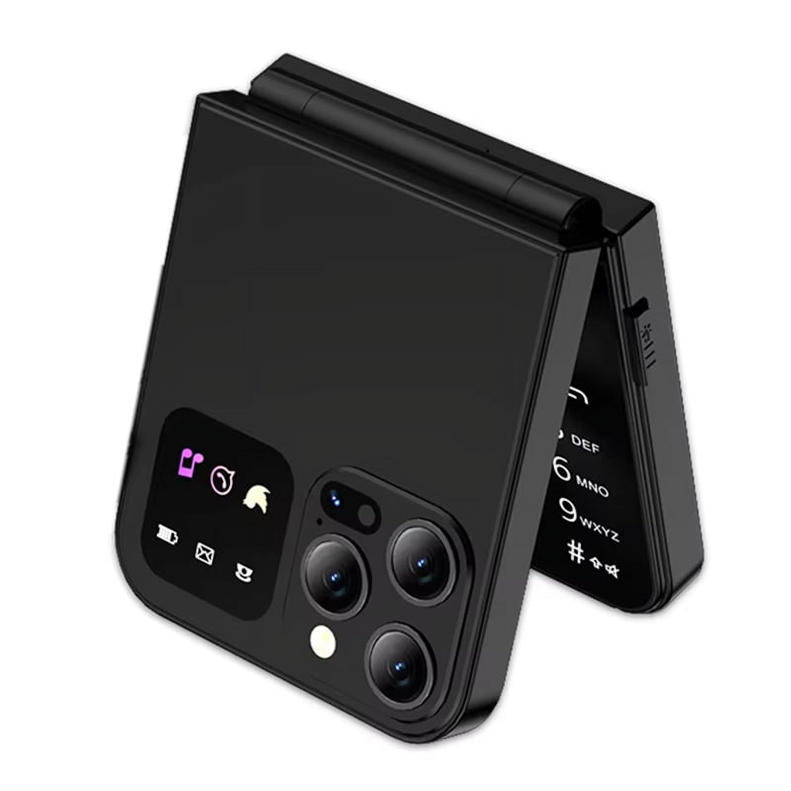 A50 Pro Flip Phone Dual SIM Card GSM Automatic Call Recording 2.4 Inch Screen Foldable Mobile Phones Type-C Black
