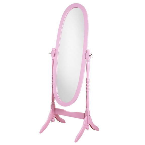 Traditional Queen Anna Style Wood Floor Cheval Mirror, Pink Finish