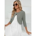 thumbnail image 4 of DEMOTIME Women's Cardigan 3/4 Sleeve Cropped Open Front Bolero Shrug for Dresses Grey S, 4 of 6