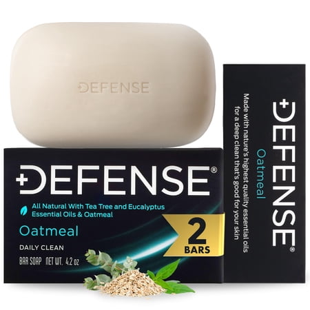 Defense Soap 2pk All Natural Oatmeal Bar Soap for Men | Made by Wrestlers with Tea Tree Oil & Eucalyptus Oil to Promote Healthy Skin